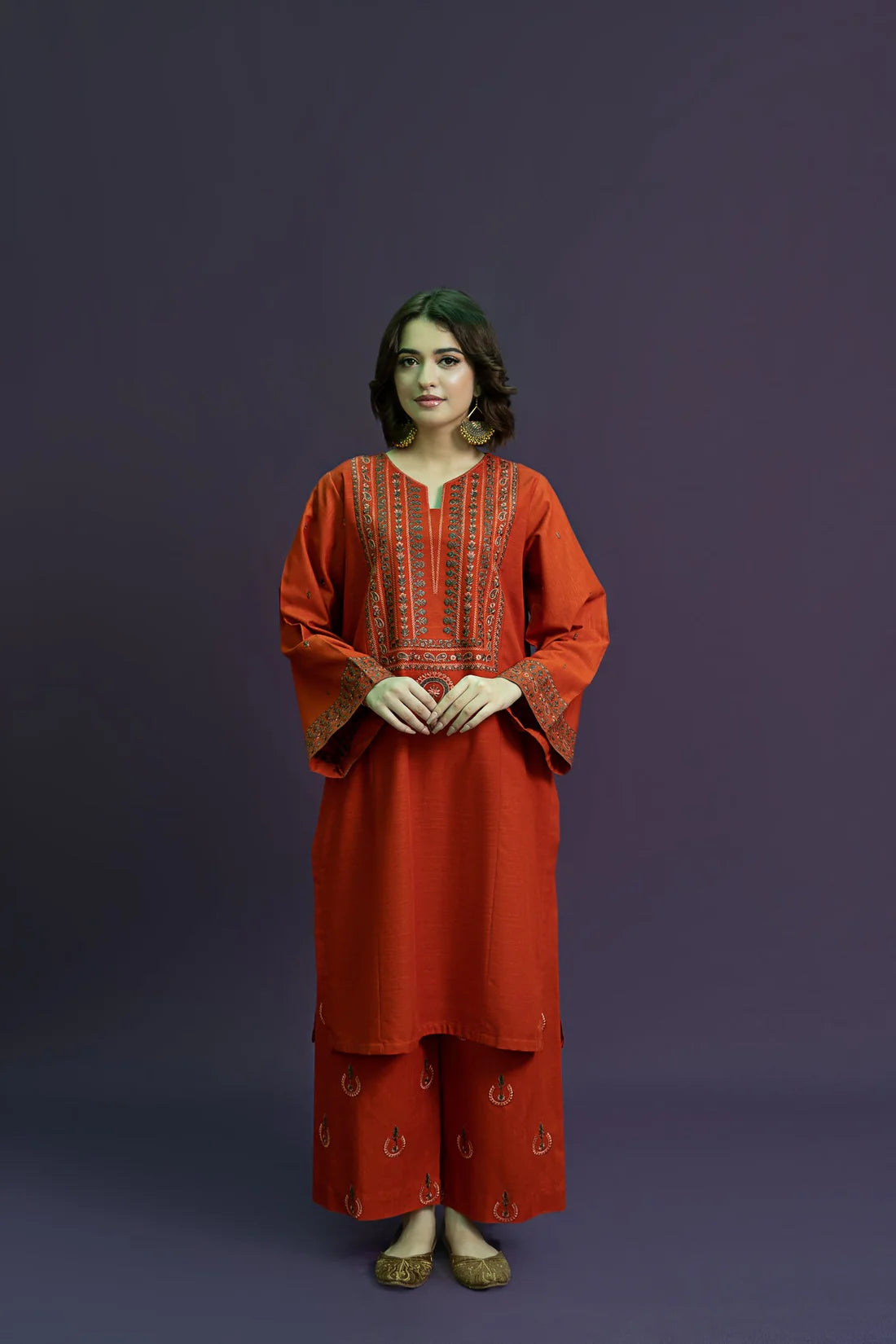 URGE-2PC LAWN EMBROIDRED SHIRT WITH AND EMBROIDRED TROUSER-PAN-8048