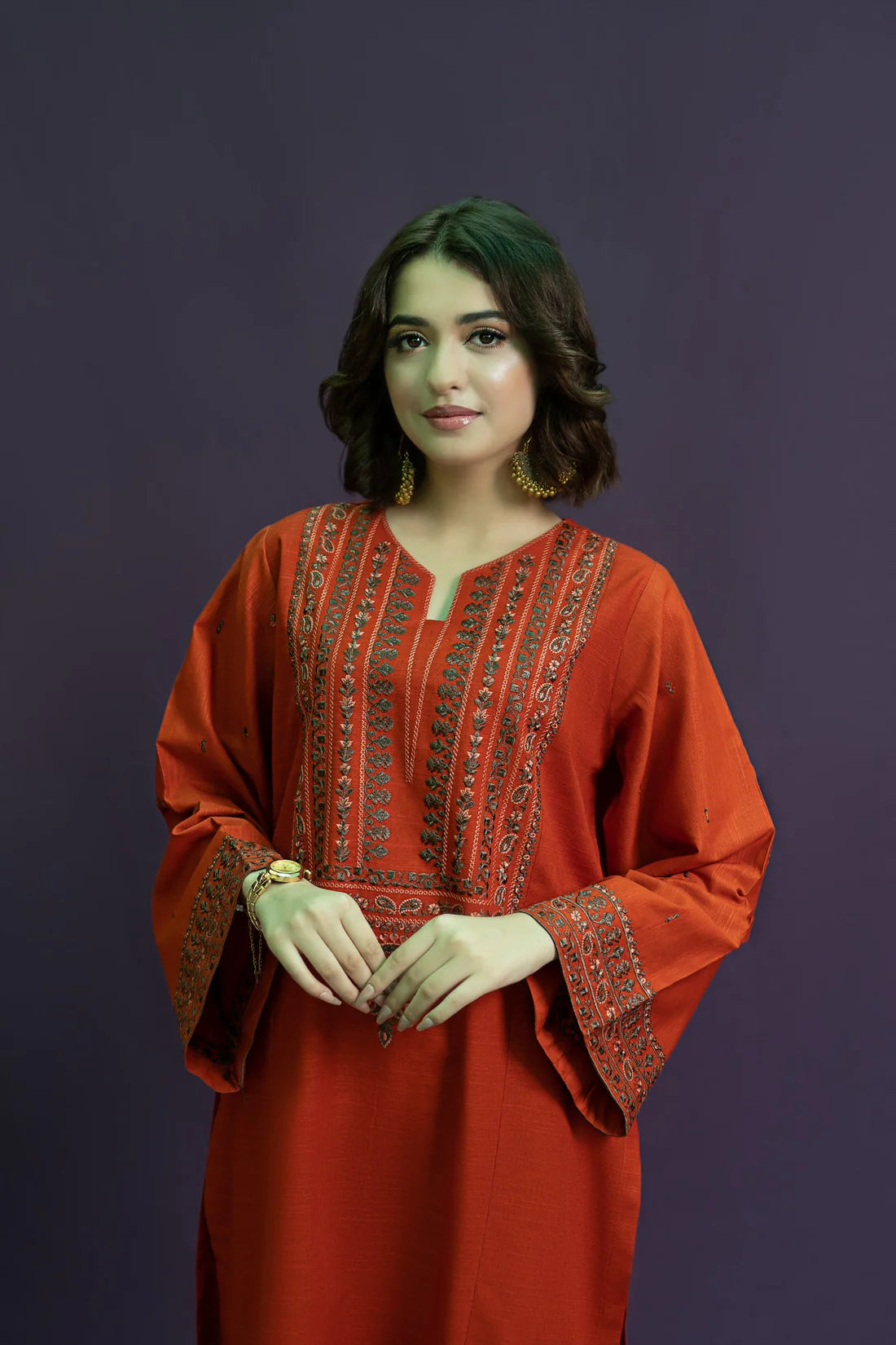 URGE-2PC LAWN EMBROIDRED SHIRT WITH AND EMBROIDRED TROUSER-PAN-8048