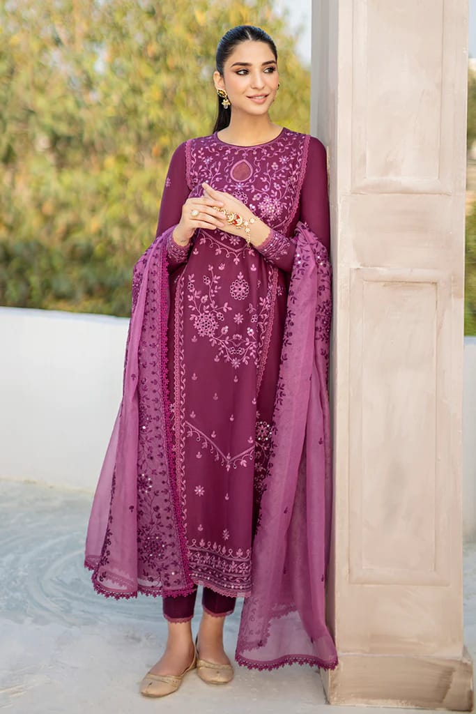 ASIM JOFA- 3PC LAWN HEAVY EMBROIDERED SHIRT WITH ORGANZA HEAVY EMBROIDERED DUPATTA-PAN-10001
