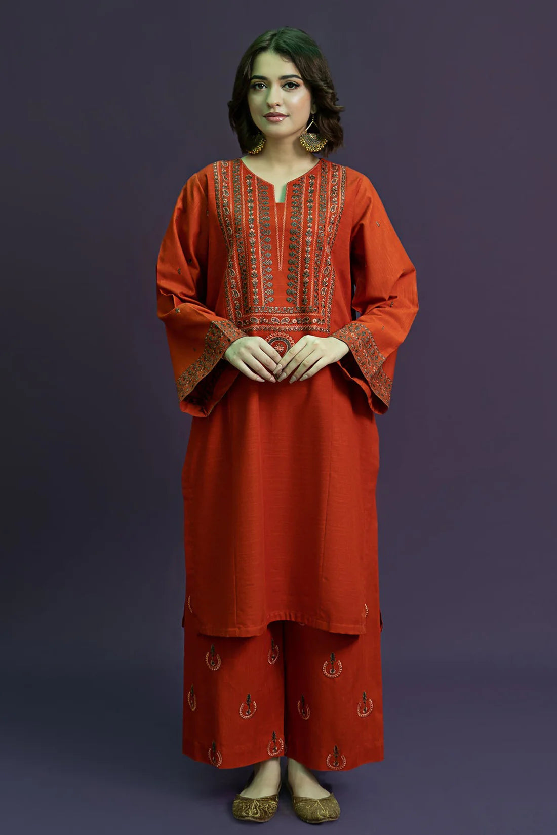 URGE-2PC LAWN EMBROIDRED SHIRT WITH AND EMBROIDRED TROUSER-PAN-8048