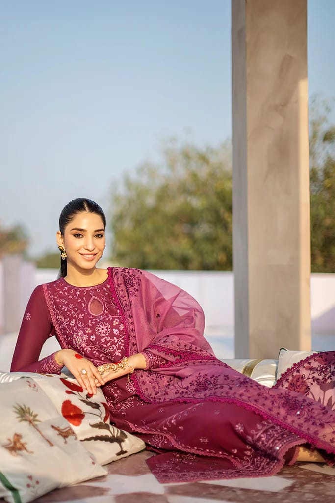 ASIM JOFA- 3PC LAWN HEAVY EMBROIDERED SHIRT WITH ORGANZA HEAVY EMBROIDERED DUPATTA-PAN-10001